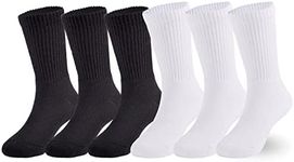 EPEIUS Kids Boys/Girls' Cushioned Crew Socks Thick Cotton Athletic Socks 6 Pack 4-14 Years, Black+white,6 Pack, 10-14 Years