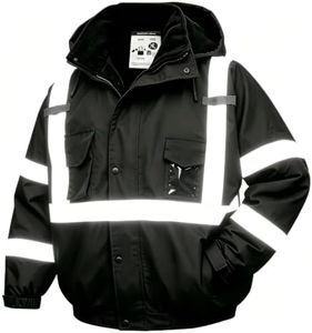 SRsafety High Visibility Safety Jacket,Reflective Waterproof Jacket with Black bottom,Construction Work Jacket for Men/Women (US, Alpha, 4X-Large, Regular, Regular, Black-202)