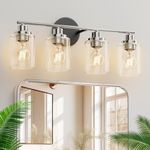 AONTESS 4 Light Bathroom Lighting Fixtures Over Mirror with Clear Glass Shade, Modern Vintage Wall Lamp Fixture for Mirror,Bedroom,Living Room,Kitchen,HallwayE26 Base (Bulb Not Included)