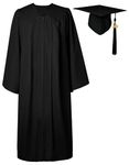 GraduatePro Graduation Gown and Cap Set for Adults 2024 Hat Unisex Matte University High School Women Teen Bachelor Black 48=S