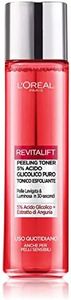 L'Oréal Paris Tonico Esfoliante Peeling Toner Revitalift, Pelle Liscia e Luminosa in 30 Secondi, Per Pelli Giovani, Arricchito con 5% di Acido Glicolico Puro, 180 ml