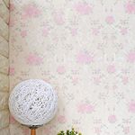 wolpin Wall Stickers Wallpaper Bedroom Peony Pink Roses (45 cm x 10 m) Bouquet Self Adhesive Wall Decoration PVC, White