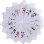 30pcs Women Floral Handkerchiefs Vintage Floral Embroidered Cotton Ladies Handkerchiefs