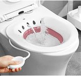 Foldable Sitz Bath for Toilet, Portable Sitz Bath Basin with Flusher, Steam Seat Bidet for Postpartum Care, Hemorrhoids Recovery, Vaginal/Anal Inflammation