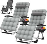 Suteck Zero Gravity Chair Set of 2, Reclining Camping Lounge Chair w/Removable Cushion, Upgraded Lock and Cup Holder, Reclining Patio Chairs Folding Recliner for Indoor and Outdoor