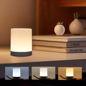 Touch Night Light for Baby Nursery, 3 Color Dimmable Night Light Battery Operated for Kids, Adult, Tap Nightlight Rechargeable, Cordless Small Lamp Portable for Bedroom, Bathroom, Nightstand, Hallway
