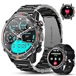 WalkerFit Smart Watch for Men: AMOLED Display, 60 Days Extra-Long Battery, Waterproof Rugged Military Smart Watch, Tactical Smartwatch for Blood Pressure Monitor,Andriod SmartWatch Men,Stainless Steel