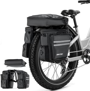 GAVTON 3-in-1 Waterproof Bike Pannier Bag Set 40L Detachable Bicycle Saddle Bag Backpack with Adjustable Shoulder Strap Heavy-Duty Polyester for Commuting Touring Cycling Accessories