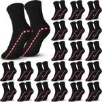 Sureio 30 Pairs Non Slip Socks Unisex Grip Socks Non Skid Pilates Yoga Hospital Socks for Men Women Elderly, Black, Men Size 9-11.5, Women Size 10-13