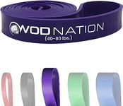 WOD Nation Single Pull Up Assistance Band (40-80lbs Purple Band) - Best for Pullup Assist, Chin Ups, Resistance Bands Exercise, Stretch, Mobility Work & Serious Fitness - 41 inch Straps