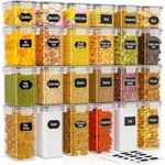 PurKeep Food Storage Containers - 24 Pack Airtight Kitchen Storage Containers, BPA Free, Plastic Canister Set for Cereal, Flour, Sugar and Baking Supplies with 24 Labels &1 Marker