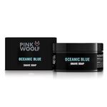PINK WOOLF Shaving Soap for Men | Oceanic Blue | Wet Shave Soap with Rich Creamy Lather | Smooth Razor Glide for Safety Razor & Brush Shaving | 50g Jar