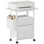 GYIIYUO 2 Fabric Drawer File Cabinet with 24'' Extended Tabletop, Mobile Filing Cabinet, Rolling Vertical File Cabinet with Storage Bag, Fits A4 Size, Home Office, White