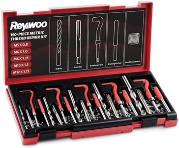Reywoo 150 PC Helicoil Thread Repair Kit, Metric Helicoil Kit with HSS Drill Bits Inserts Taps Break Off Tools, Rethreading Tools in M5 M6 M8 M10 M12 Sizes