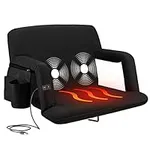 Alpcour Heating Massage Stadium Seat – Deluxe Reclining Bleacher Chair with Back & Arm Support – Built-in Heater and Massager - Extra Thick, Lightweight and Waterproof with Detachable Pockets