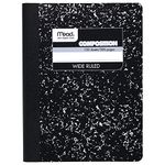 Mead Composition Book, Wide Ruled, 9.75 X 7.5 Inch Sheet Size, Black Marble, Bookbound, 100 Sheets-9910