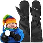 WindRider Toddler Waterproof Mittens, Super Warm, Wrist and Elbow Cinch, Over-The-Jacket Design, with Pairing Clip, for Unisex Kids and Baby, 1-2 Years Old