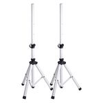 Sound Town 2-Pack Universal Tripod Speaker Stands with Adjustable Height, 35mm Compatible Insert, Locking Knob and Shaft Pin, White (STSD-48W-PAIR)…