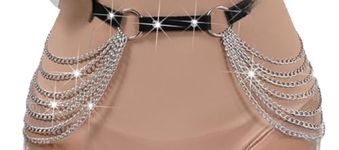 Moira Punk Waist Chain Faux Leather Layered Belly Body Chains Ring Belt Free Size