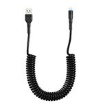 Coiled Lightning Cable Apple Carplay Compatible [Apple MFi Certified] Retractable iPhone Charger with Data Sync and LED, Short iPhone Charger Car Cord for iPhone/Pad/Pod