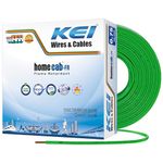 KEI WIRES & CABLES Homecab 0.75 sqmm 1 Core 99.97% Pure Copper Conductor Flame Retardant House Wire PVC Insulated Cable for Domestic & Industrial Electrical Wiring (Green, 90 Meters)