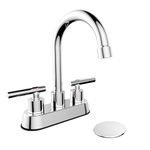 Bathroom Sink Faucet, YardMonet Chrome Bathroom Faucet with 2 Handle, 4-Inch Centerset Bathroom Sink Faucet with Pop Up Drain and Water Supply Lines, Stainless Steel Faucet for Sink 2 or 3 Hole