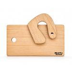 Nesta Toys Montessori Chopping Board & Knife for Kids | Beech Wood Practical Life Tool | Works on Real Soft Food | Safe Child-Sized Set | Non-Toxic | Birthday Gift for Boys & Girls Ages 12M-6Y