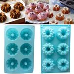 Skytail Mini Cake Pan Bundt - Silicone Flower Crown Shape Fluted Tube Cake Pans Food Grade Non Stick Fancy Molds for Jelly, Pudding, Cupcake, Doughnut Donut, Cornbread, Brownie