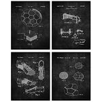 TheNameStore Soccer Patent Print Wall Art - Set of Four Fine Art Photos 8x10 Unframed - Great Gift for Soccer Player Decor (Black)