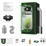 VIVOSUN Grow Tent Complete System, 2 x 2 ft. Grow Tent Kit Complete with VS1000 Led Grow Light, 4 Inch 190CFM Inline Fan, Carbon Filter and 8ft Ducting Combo, 24" x 24" x 48"