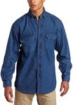 Key Apparel Men's Premium Long Sleeve Denim Shirt, Indigo Denim, Small