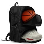 Basketball Backpack, Waterproof basketball bag with Large Shoe and Ball Compartment, Backpack for Women Men, Sports Equipment Bag for Soccer, Volleyball, Gym, Outdoor, Travel, 30L, Black