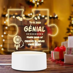 D-Lumina Idee Cadeau Femme Anniversaire Original-Veilleuse en Acrylique Amour Cadeau Saint Valentin Noel Anniversaire Femme Homme Cadeau Inspirant,pour Amie, épouse, Mari, Couple, Mamie, Amis