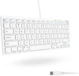 Macally USB Mini Keyboard for Mac and Windows PC - 78 Scissor Switch Keys with 13 Shortcut Keys - Compact & Small Keyboard that Saves Spaces and Looks Great - Plug and Play Mac Keyboard - White