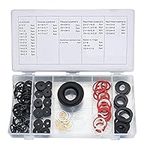 125 Pcs Tap Faucet Washers, O-Rings Seal Gasket Washers, Rubber Fiber Nylon Garden Hose Sealing Washers Assortment Kit, Tap Seal Plumbing Silicone Gaskets for Garden Hose Fittings