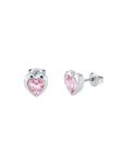 Ted Baker Han Crystal Heart Stud Earrings For Women (Silver/Pink Crystal)