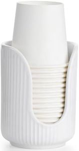 ABRUTY Bathroom Cup Dispenser, 3oz-4oz Ceramic Paper Cup Holder, Small Countertop Mouthwash Dixie Cups Accessories, for Vanity Countertops, Bathroom, Kitchen, and Dining Room