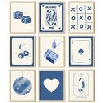 97 DECOR Blue Lucky Poster - Playing Card Wall Art, Poker Room Decor, Blue Trendy Wall Art, Funky Posters Aesthetic Pictures, Retro Ace Prints Queen of Hearts Decor for Bedroom (8x10 Inch | 20x25 cm UNFRAMED)