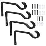 POTWPOT Wall Hanging Basket Hooks, 4 Pack Heavy Duty Hanging Basket Bracket Wall Hanging Basket Stand Hooks for Flower Basket Plants Bird Feeders Lanterns Wind Chimes