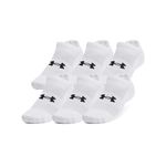 Under Armour Unisex Training Cotton No Show Socks 6 Pack, (100) White/White/Black, Medium