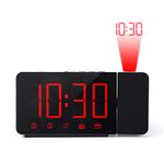 Projection Alarm Clock 180°Projector with FM Radio Snooze Function 4 Dimmer Dual Alarm USB Charging Digital Clock 12H/24H for Bedrooms