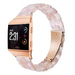 Wongeto Resin Watch Band Compatible for Fitbit Ionic Bands Men Women and Girls,Fashion Bracelet Band Strap,Replacement for Fitbit Ionic Smart Watch (Pink Flower)