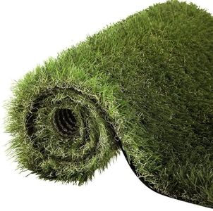 Primeturf Artificial Grass 10SQM Roll 1x10m 35mm Pile Height Synthetic Turf Mat Fake Plants Yarn Lawn, Home Decor Garden Backyard Patio Indoor Outdoor Wall, Olive Green with 6 Year Warranty