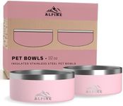 ALPINE Stainless Steel Dog Bowl, Non Slip, Metal Pet Bowl for Food and Water, Double Walled Insulated, Rustproof, Dishwasher Safe- 32 Ounces- 2 Pack (Pink)