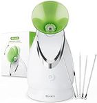 EZBASICS Facial Steamer Ionic Face Steamer for Home Facial, Warm Mist Humidifier Atomizer for Face Sauna Spa Sinuses Moisturizing, Unclogs Pores, Bonus Stainless Steel Skin Kit (Green)