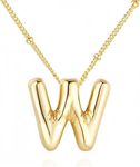 Chunyee Bubble Letter Necklace Gold for Women, 18k Gold Initial Necklaces for Women Dainty Letter Necklace With Gift Package, Ideal Jewelry Gifts for Women