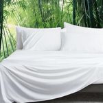 David's Home 6PCS Cooling 100% Rayon Derived from Bamboo Sheets Set King Size 16" Deep Pocket 2.5cm Wider Elastic, Luxury Silky Breathable for Hot Sleeper,Breathable Smooth Soft, White