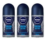 Nivea Fresh Active Deodorant Roll On for Men, 50ml, (Pack of 3)