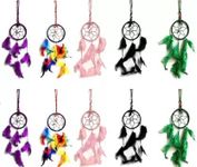 Mehruna Dream Catchers for Home Decoration - Wall Hangings Items for Bedroom, Livingroom, Balcony, Car Hanging, Garden Party, Cafe Decor, Handmade Dreamcatcher for Kids Room (Set of 10 Pcs, 8Lx25Hcm)