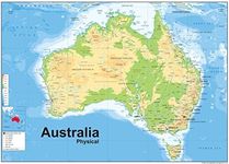 Physical Map of Australia - Size A1-59.4 x 84.1cm - Paper Laminated